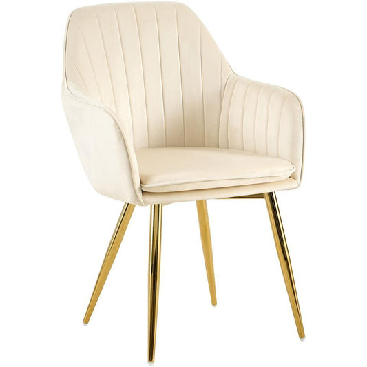  CLP Eetkamerstoel Cheryl Goud Frame - Metaal - Creme