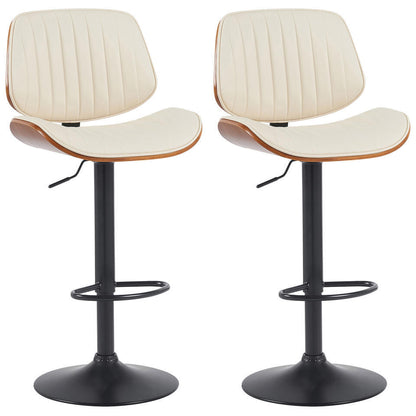  CLP Set Van 2 Barkruk Clawson Zwart Frame - Kunstleer - Walnoot/creme