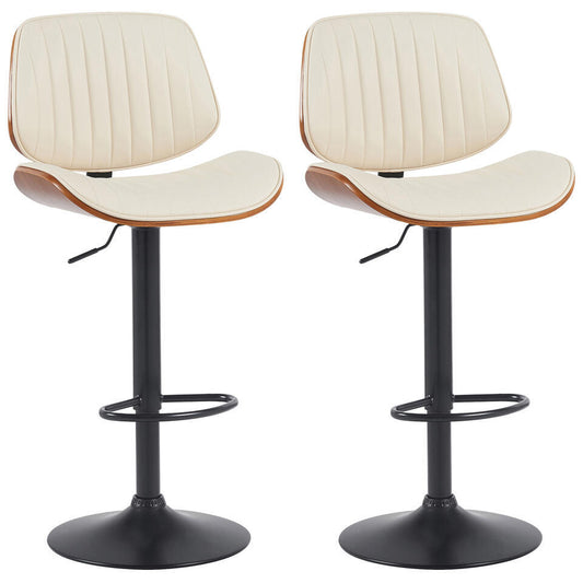  CLP Set Van 2 Barkruk Clawson Zwart Frame - Kunstleer - Walnoot/creme