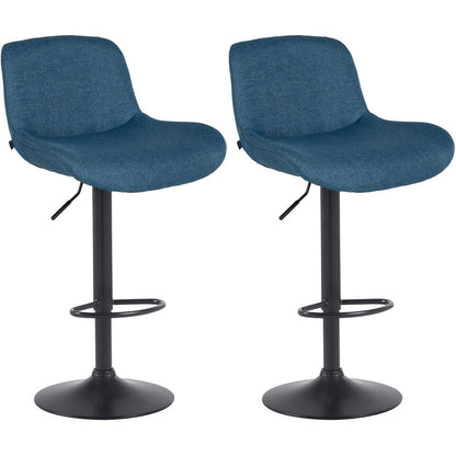  CLP Set Van 2 Barkruk Solon Mat Zwart Frame - Stof - Blauw