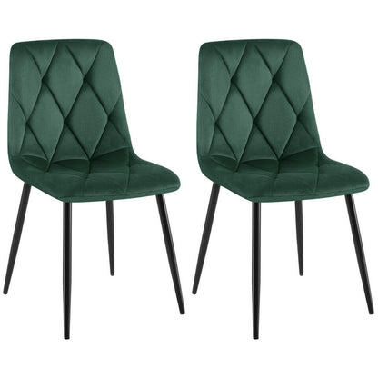  CLP Set Van 2 Eetkamerstoel Clairton Zwart Frame - Fluweel - Groen