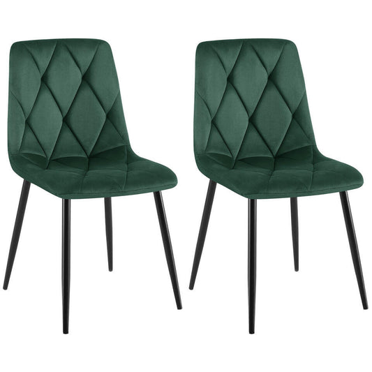  CLP Set Van 2 Eetkamerstoel Clairton Zwart Frame - Fluweel - Groen