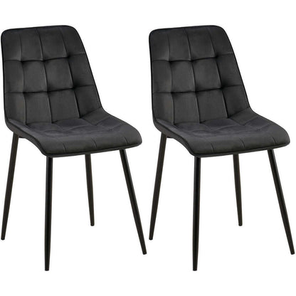  CLP Set Van 2 Eetkamerstoel Gifford Mat Zwart Frame - Fluweel - Zwart