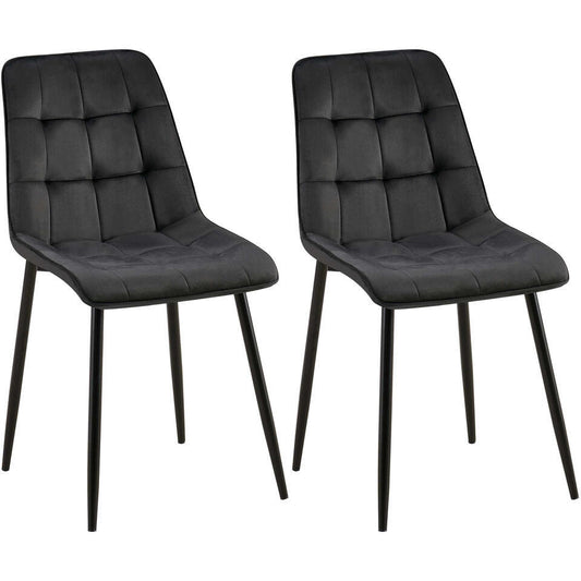  CLP Set Van 2 Eetkamerstoel Gifford Mat Zwart Frame - Fluweel - Zwart