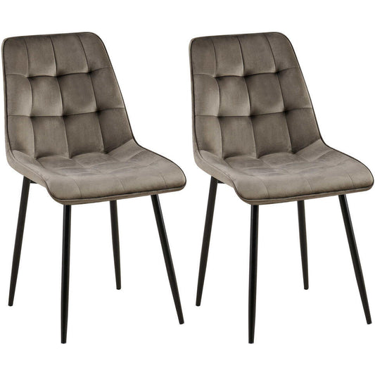  CLP Set Van 2 Eetkamerstoel Gifford Mat Zwart Frame - Fluweel - Antraciet