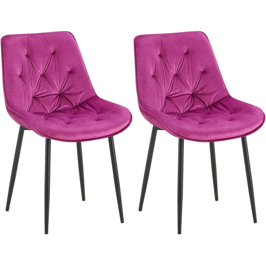  CLP Set Van 2 Eetkamerstoel Wallace Zwart Frame - Fluweel - Paars