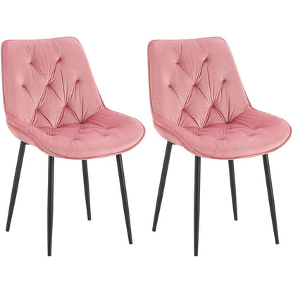  CLP Set Van 2 Eetkamerstoel Wallace Zwart Frame - Fluweel - Roze