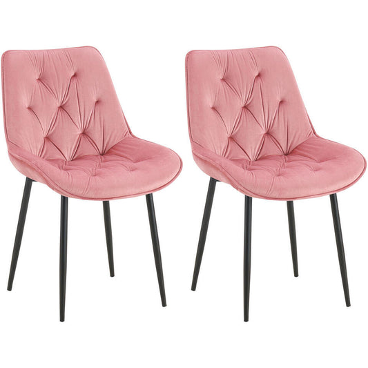  CLP Set Van 2 Eetkamerstoel Wallace Zwart Frame - Fluweel - Roze