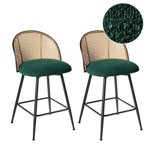  NATHAN - Barkruk Set Van 2 - Groen - 91 Cm - Bouclé