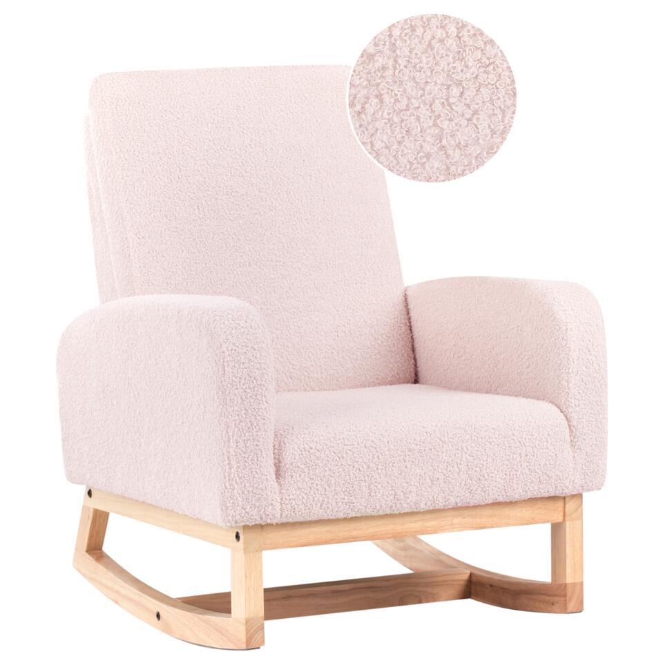  NORBY - Schommelstoel Voor Kinderen - Pastelroze - Bouclé