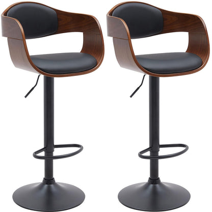  CLP Set Van 2 Barkruk Kingston Mat Zwart Frame - Kunstleer - Walnoot/zwart