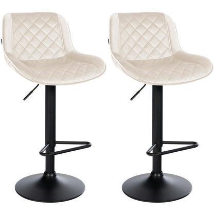  CLP Set Van 2 Barkruk Kasson Zwart Frame - Fluweel - Creme