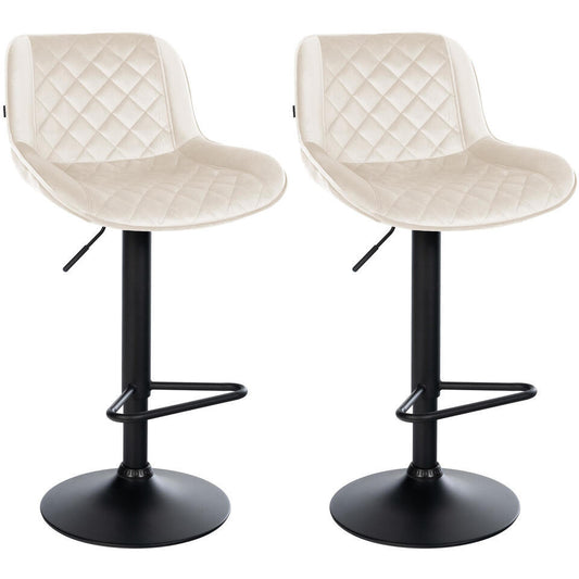  CLP Set Van 2 Barkruk Kasson Zwart Frame - Fluweel - Creme