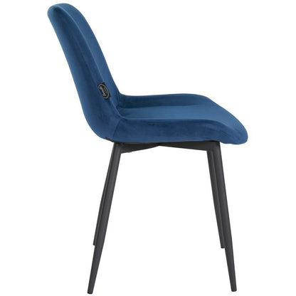  CLP Eetkamerstoel Victoria Zwart Frame - Fluweel - Blauw