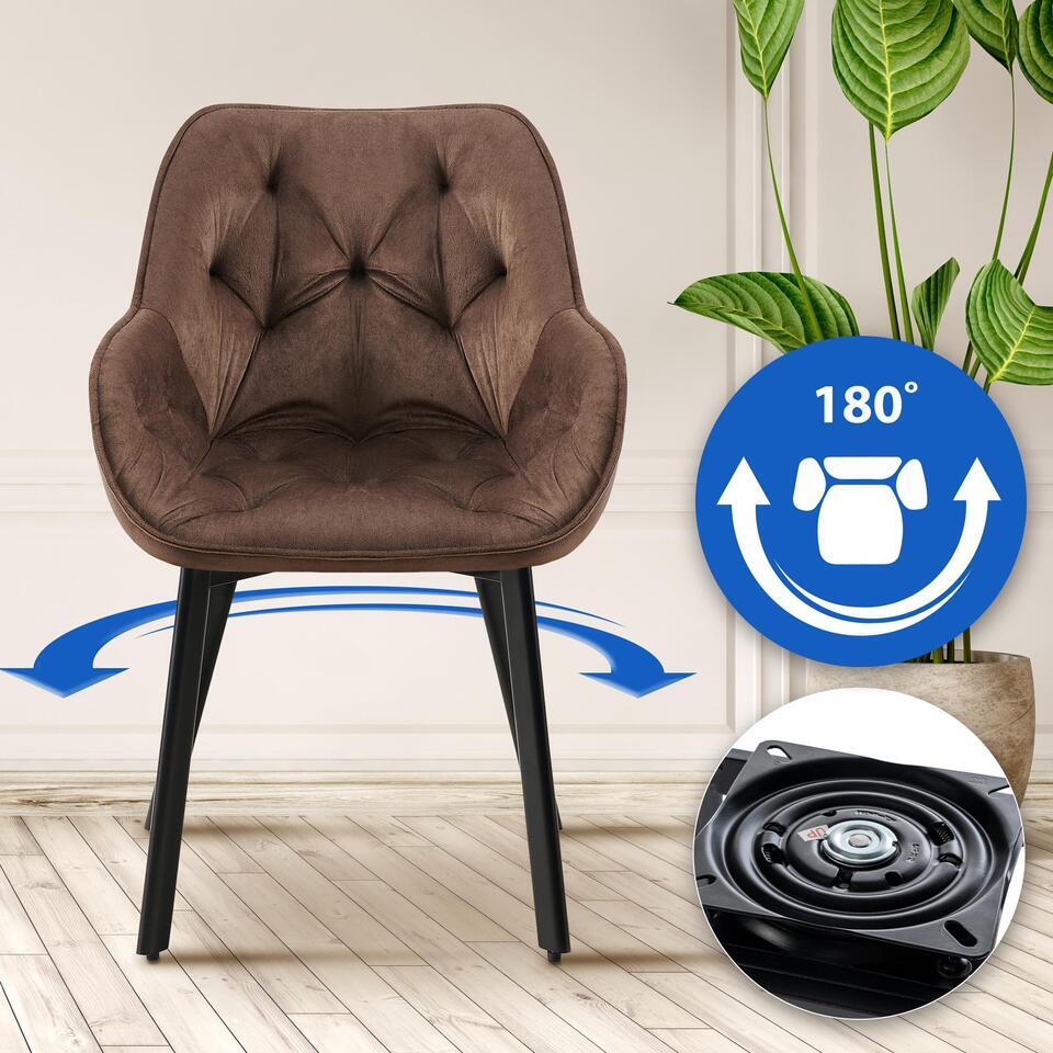  CLP Eetkamerstoel Antigo Zwart Frame - Fluweel - Bruin