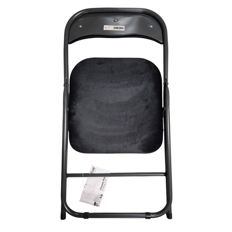 5Five Klapstoel Met Fluweel Zitting - Zwart/antraciet - 44 X 79cm