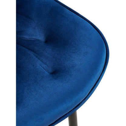 CLP Set Van 2 Eetkamerstoel Wallace Zwart Frame - Fluweel - Blauw