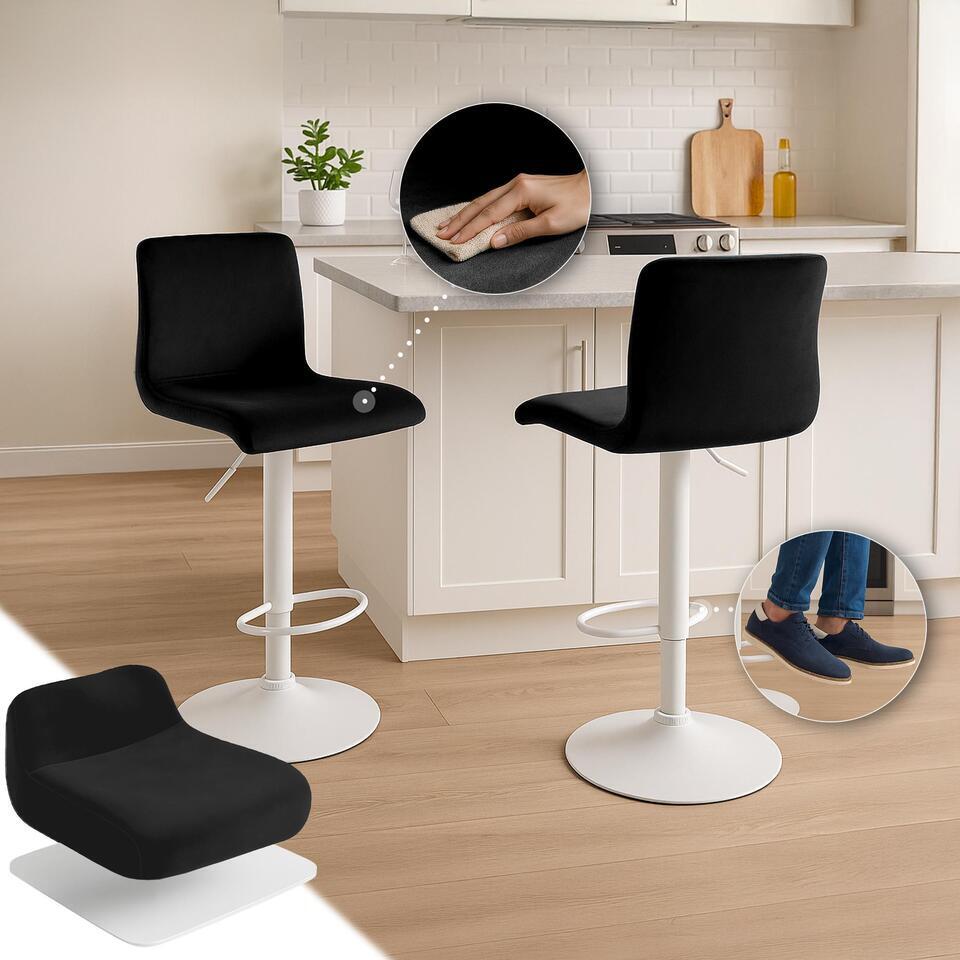  CLP Barkruk Hover Fluweel - Zwart