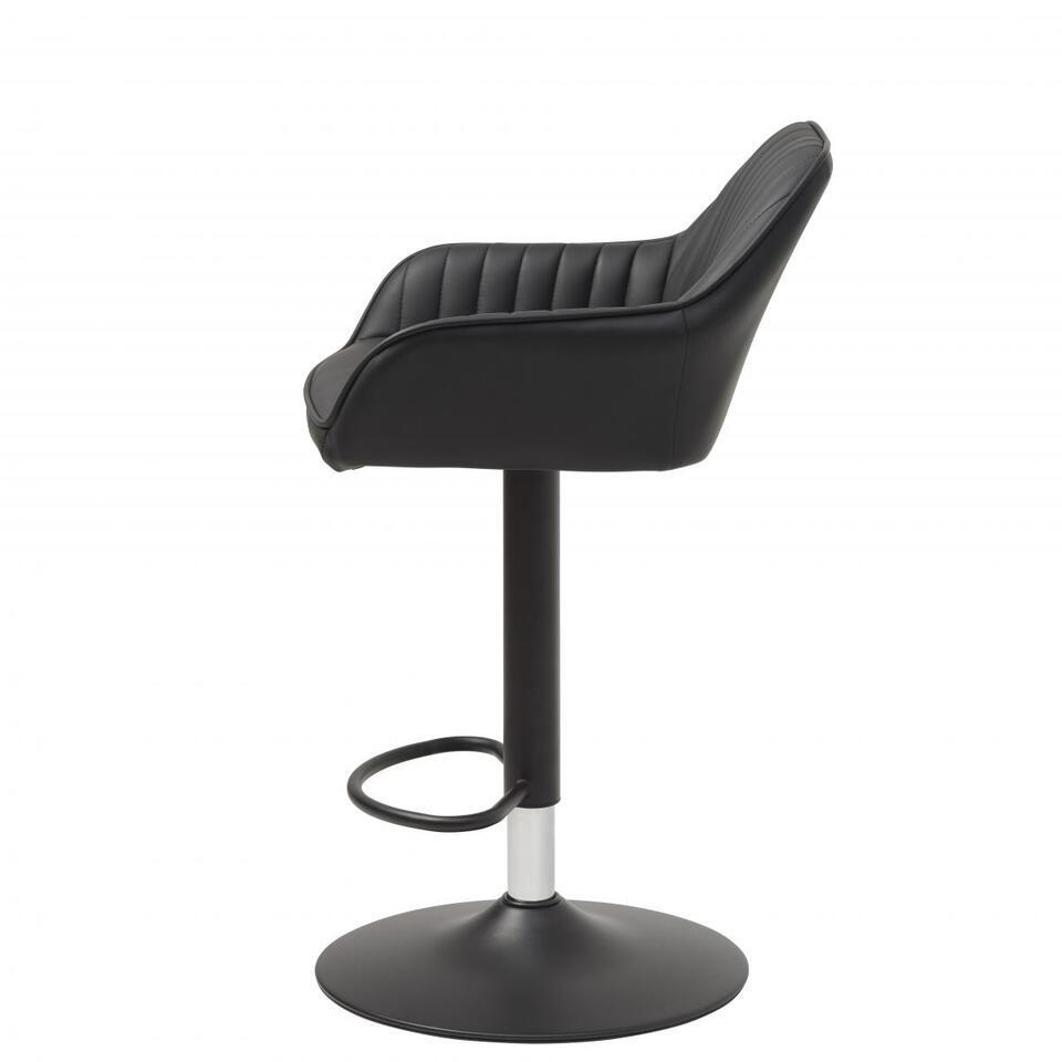  Nordic Home - Erik Draaibare Barstoel - Pu Leer - Zwart