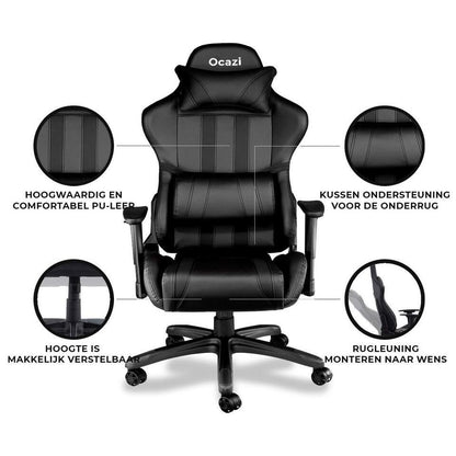  Ocazi Chicago Gamingstoel - Bureaustoel - Zwart