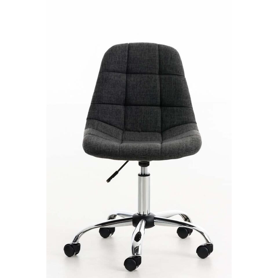  CLP Bureaustoel Emil Chroom Frame - Stof - Donkergrijs