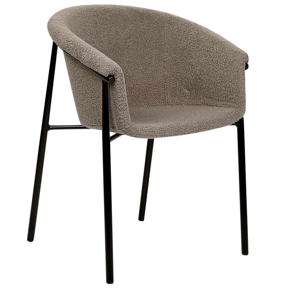  AMES - Eetkamerstoel Set Van 2 - Taupe - Bouclé