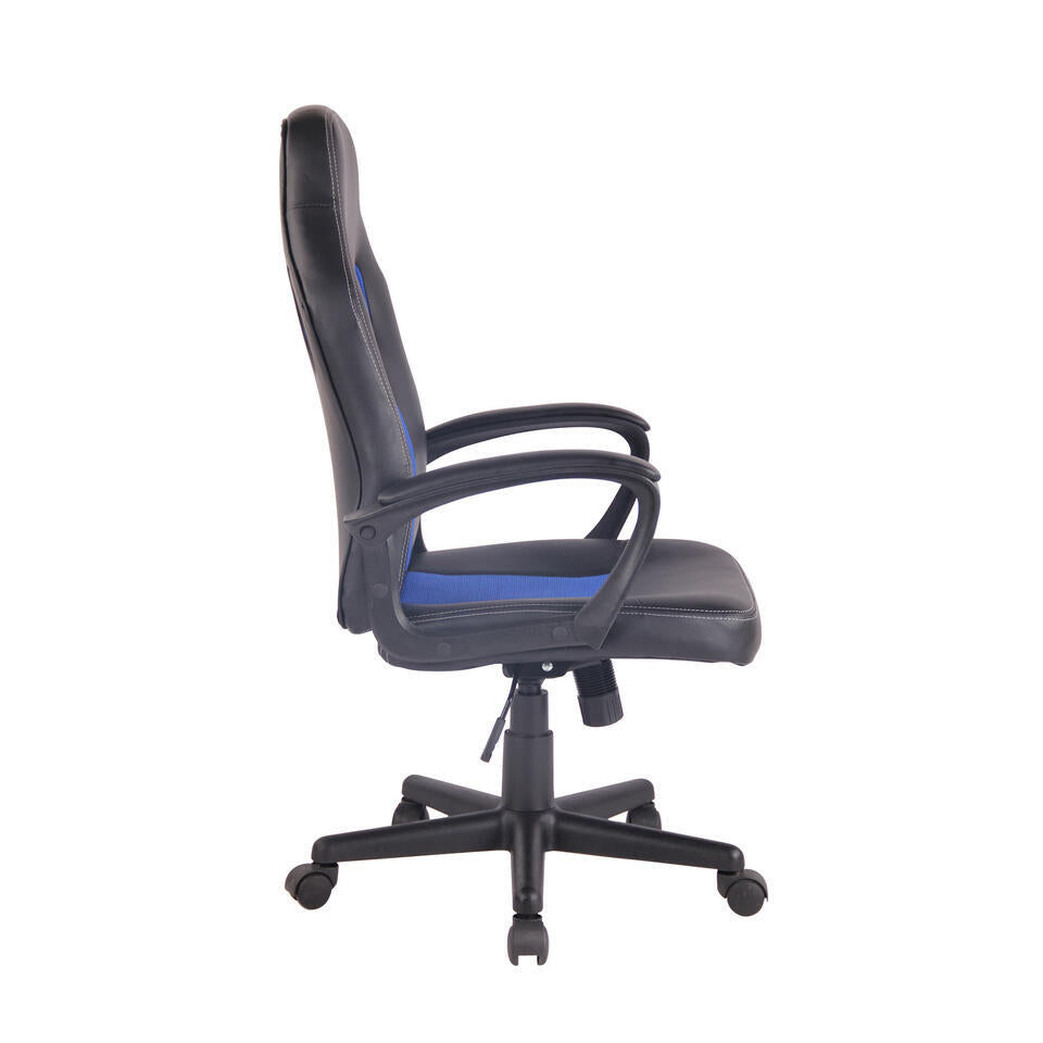  CLP Bureaustoel Elbing Zwart Frame - Kunstleer - Zwart/blauw