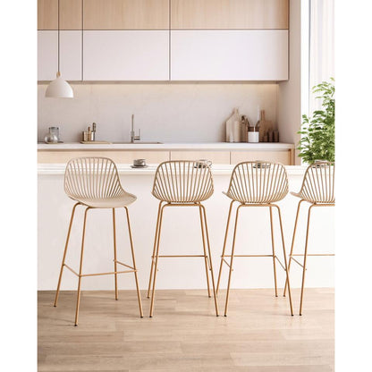  KLEVE - Set Van 4 Barstoelen - Beige - Synthetisch Materiaal