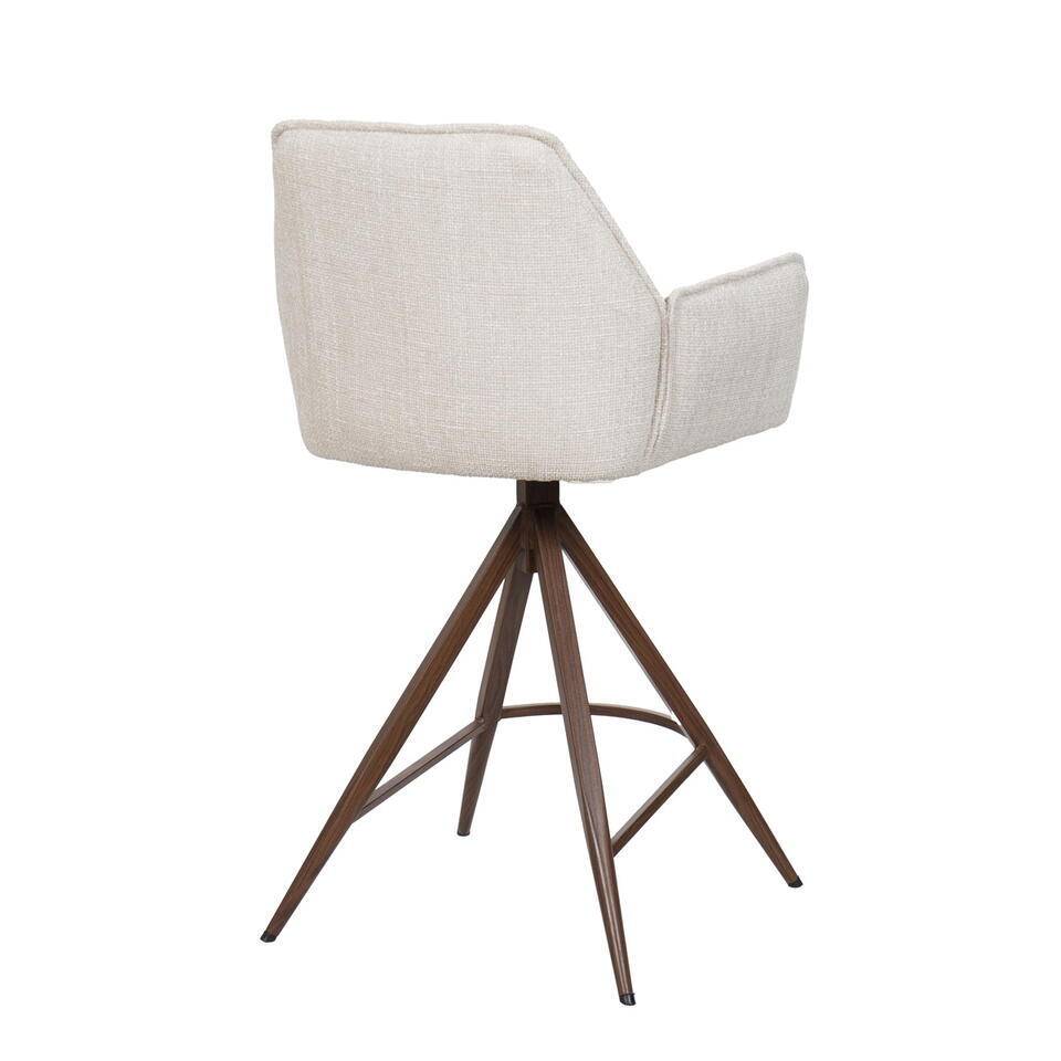  Barstoel Beige/Walnoot - Zithoogte 66cm - Noa - Set Van 2