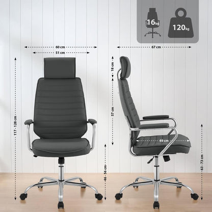  CLP Bureaustoel Rako Chroom Frame - Kunstleer - Grijs