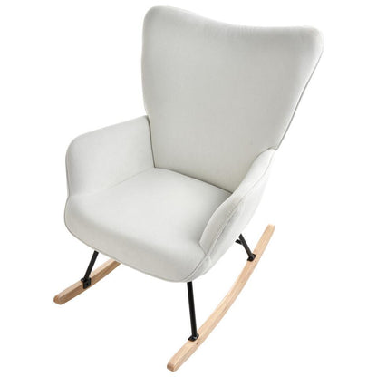  ARSET - Schommelstoel - Gebroken Wit - Bouclé