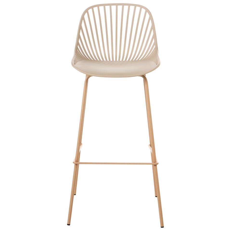  KLEVE - Set Van 4 Barstoelen - Beige - Synthetisch Materiaal