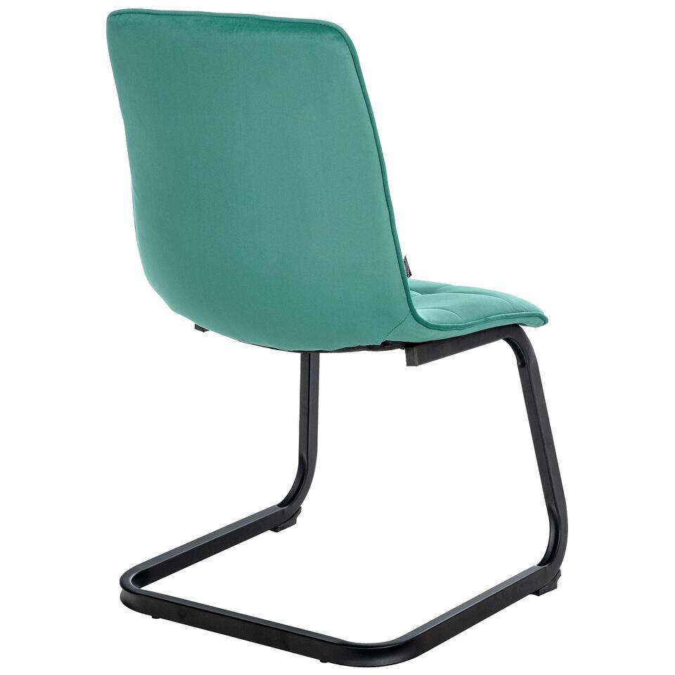  CLP Eetkamerstoel Vermont Mat Zwart Frame - Metaal - Groen