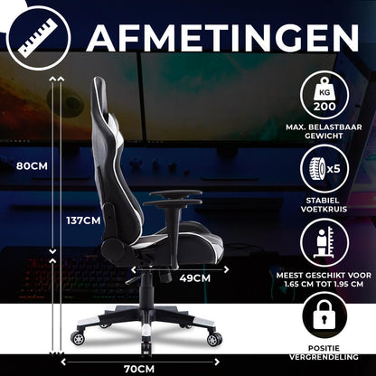  Ocazi New York Gaming Stoel - Bureaustoel - Zwart/Wit