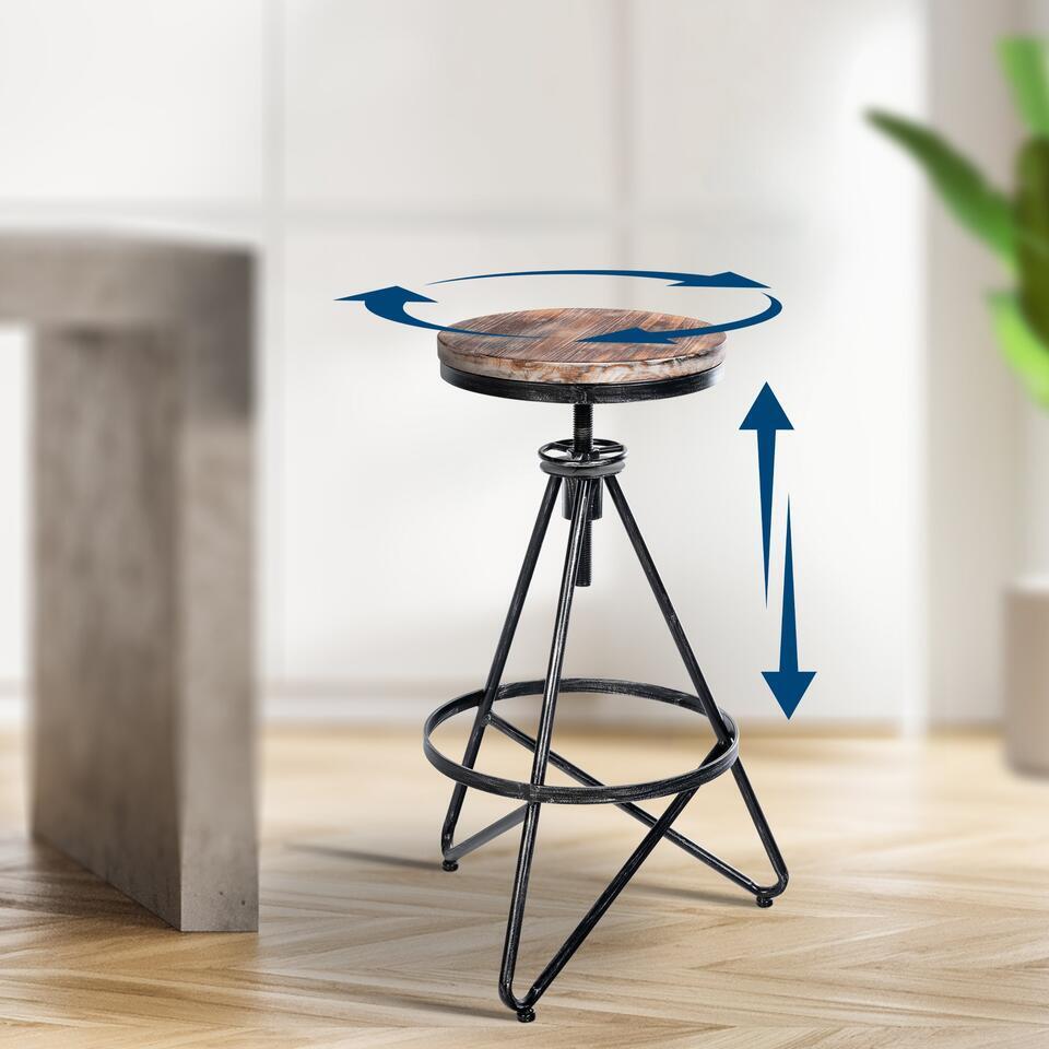  CLP Barkruk Karla Antiek Zilver Frame - Metaal - Zilver
