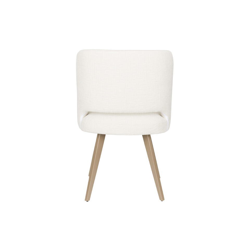  Eetkamerstoel Wit Stof - Zithoogte 48cm - 59,5x53x83,5cm - Yves - Set Van 2
