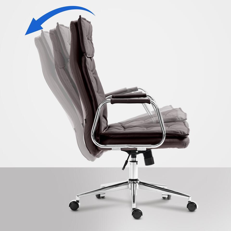  CLP Bureaustoel Sotira Chroom Frame - Echt Leer - Bruin