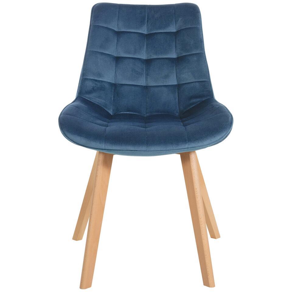  CLP Eetkamerstoel Brook Natura Frame - Fluweel - Blauw