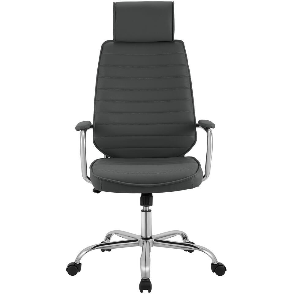  CLP Bureaustoel Rako Chroom Frame - Kunstleer - Grijs