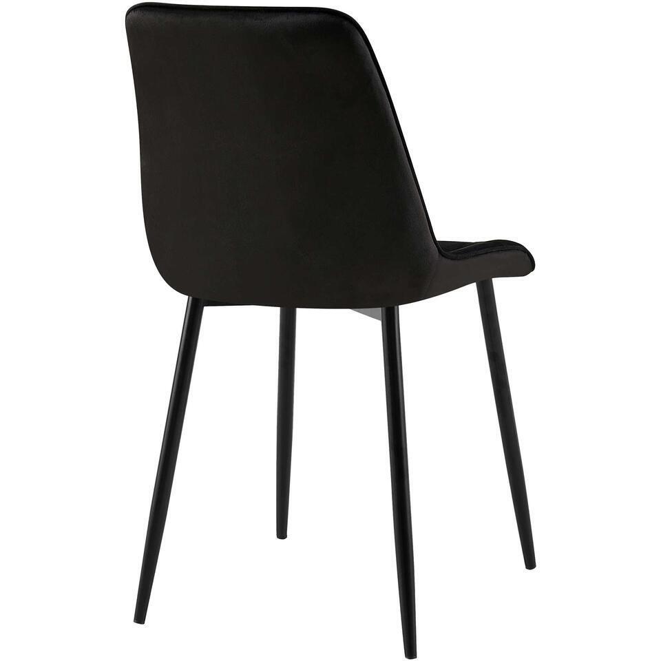  CLP Set Van 2 Eetkamerstoel Gifford Mat Zwart Frame - Fluweel - Zwart
