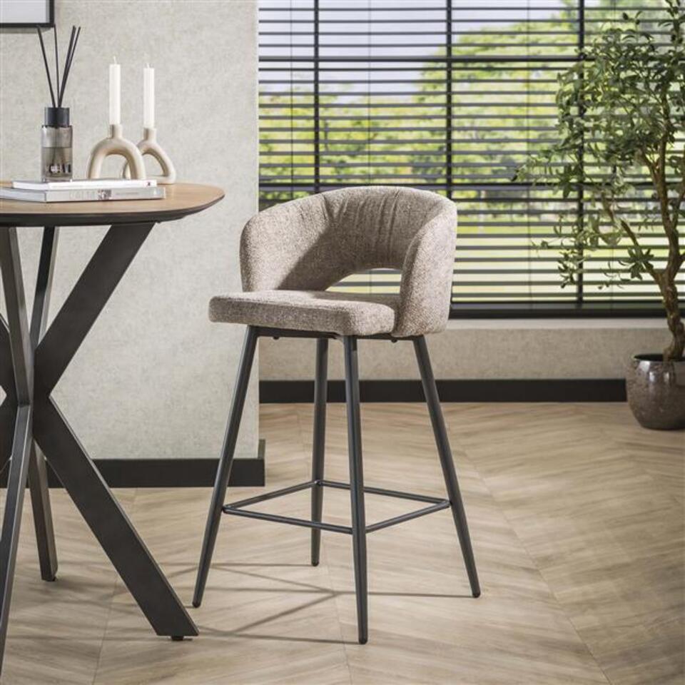  Hoyz Collection - Barstoel Boucle Salon - Tissee Cargo Zandkleur - Set Van 2
