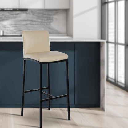  CLP Set Van 2 Barkruk Freeport Zwart Frame - Kunstleer - Creme