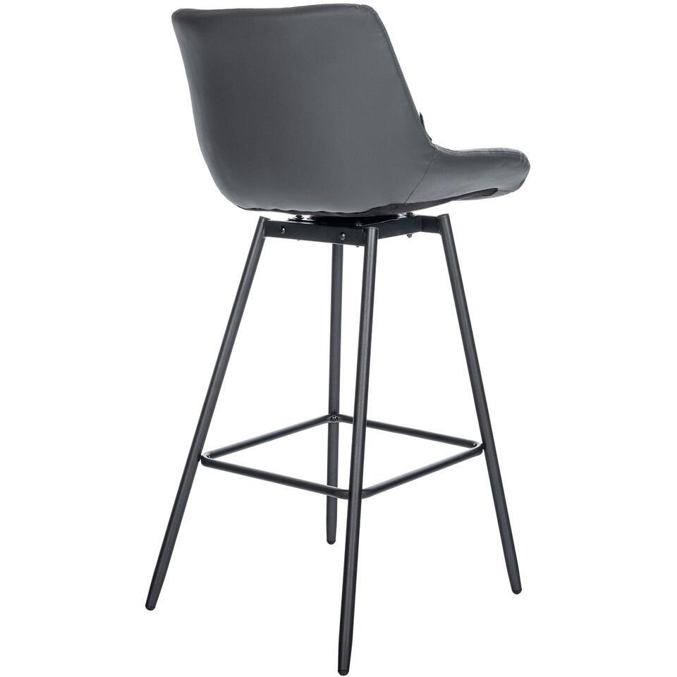  CLP Barkruk Weston Zwart Frame - Kunstleer - Grijs