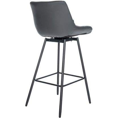  CLP Barkruk Weston Zwart Frame - Kunstleer - Grijs