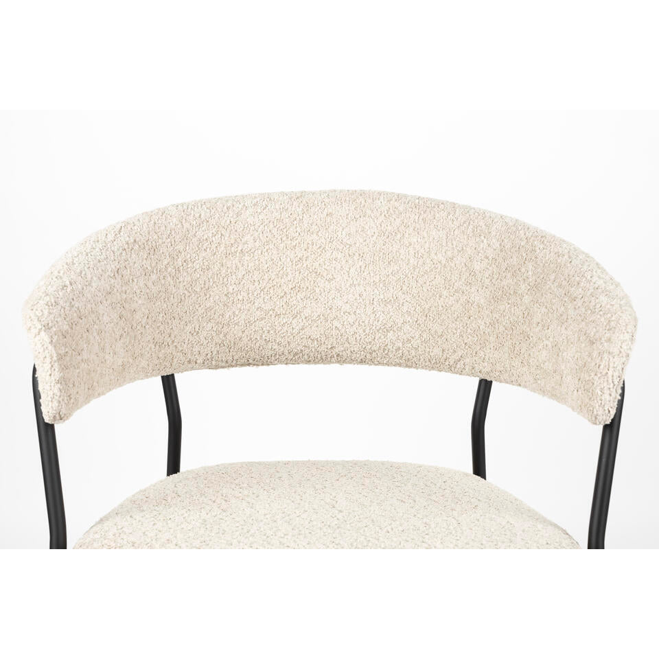 Housecraft Zeri Eetkamerstoelen Armleuning Off White/ Zwart - Set Van 2