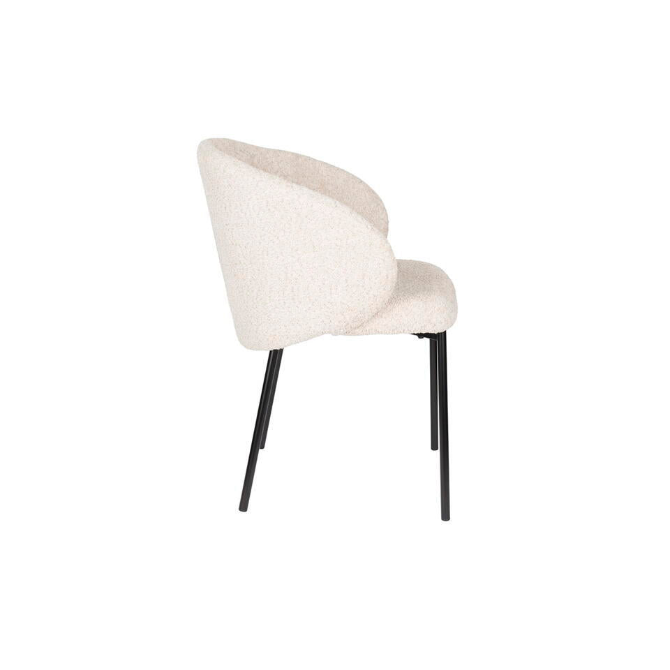  Eetkamerstoel Off White Stof - Zithoogte 47cm - 48x58x70cm - Ayle - Set Van 2