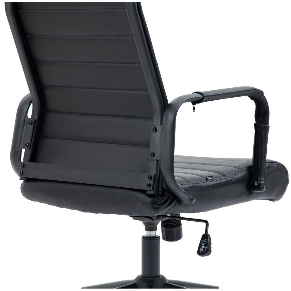 CLP Bureaustoel Kolumbus Mat Zwart Frame - Echt Leer - Zwart/zwart