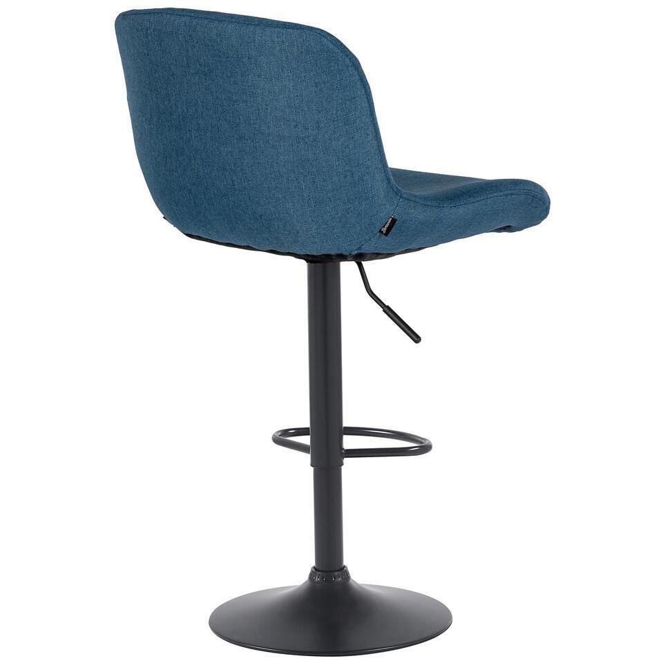  CLP Set Van 2 Barkruk Solon Mat Zwart Frame - Stof - Blauw