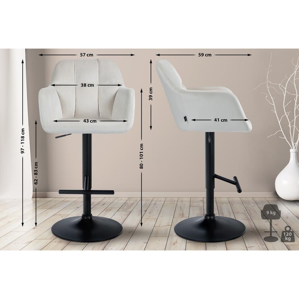 CLP Barkruk Natoma Zwart Frame - Fluweel - Creme