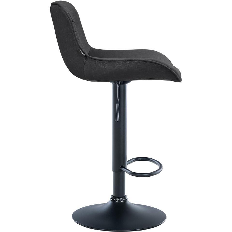  CLP Set Van 2 Barkruk Vonore Zwart Frame - Stof - Donkergrijs